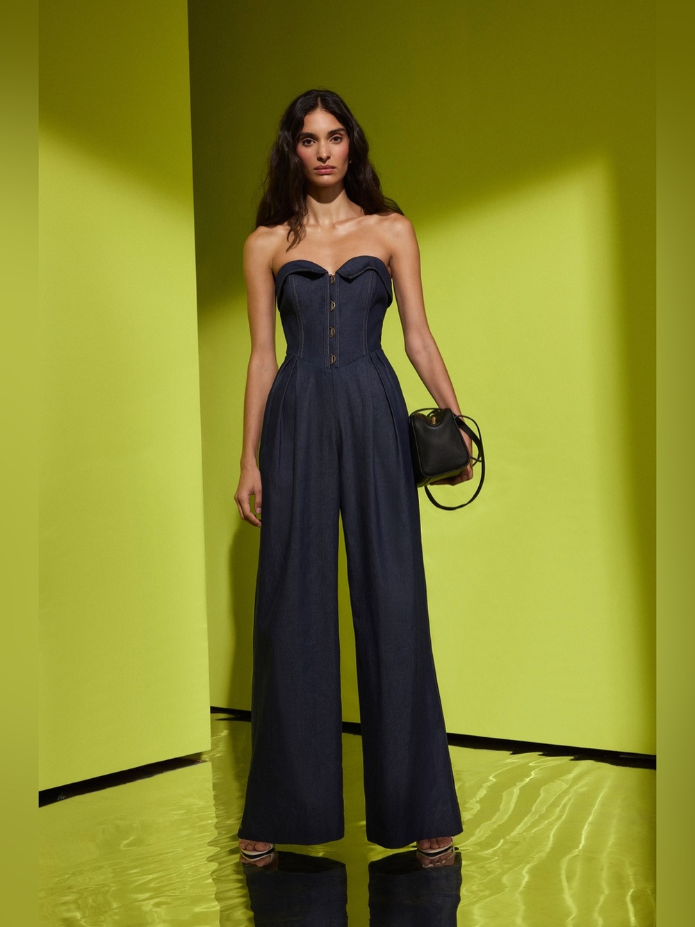 BCBGMAXAZRIA Savannah Jumpsuit Raw Denim Size 4 - Picture 2 of 16